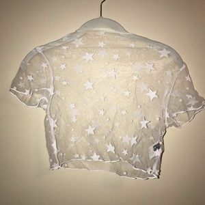 Mesh star studded white crop top!